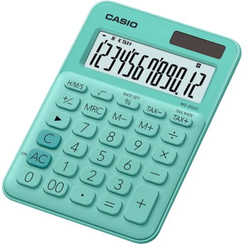 Calcolatrice da tavolo CASIO solare o batteria - 12 cifre - Verde MS-20UC-GN-W-EC